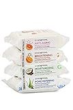 Spascriptions™ Anti-Aging, Brightening, Moisturizing & Pore Refining Towelettes Removes Waterproof Makeup, Revives with Collagen, Vitamin C, Coconut Oil, and Aloe Hypoallergenic, 120 Ct. 4 Pack
