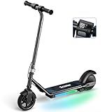 iScooter IK3 Electric Scooter for Kids Ages 6-12, 150W Motor, LED Display, 3 speeds Adjustable, Colorful Lights, Double Brake, Kids Electric Scooter with Magnetic Charging (IK3,Black)