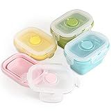Cozihom Collapsible Silicone Food Storage Container, Portion Control Container with Clip-on Lid, Stackable, Space Saving, Microwave/Fridge/Freezer/Dishwasher Safe, 5 Oz, Pack of 4