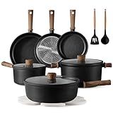 CAROTE Nonstick Pots and Pans, Induction Cookware Set Kitchen Cooking Sets, Non Stick w/Frying Pan (PFOS, PFOA Free), Black, 16pcs