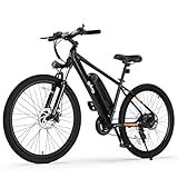 Qlife Racer Electric Bike for Adults - 21-Speed Mountain Lightweight Ebike with Peak 1000W/750W 25MPH/22MPH Brushless Motor, 375Wh Removable Battery, 26X2.1 Tire Step Over E-MTB, Up to 40 Miles,Black