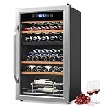 Bonnlo 33 Bottle Dual Zone Wine Cooler Refrigerator, 41°F-64°F Freestanding Compressor Wine Chiller, Beverage Wine Fridge with Digital Temp Control & Glass Door for Red White Wine, Champagne, Beer