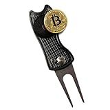 HODL 21 Bitcoin Golf Divot Repair Tool, All-Metal Golf Accessories - 3- in-1 Golf Multitool (Divot Tool, Ball Marker, Club Holder) | Foldable with with Pop-up Button & Magnetic Ball Marker