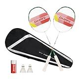 Badminton Rackets,Badminton Racket Set,Both Offensive and Defensive,Composite Carbon Ultra Light 82g Professional Training Racket,Including 2 Rackets,2 Shuttlecocks,and 1 Bag