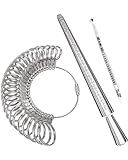 Meowoo Ring Sizer Measuring Tool Set, Ring Gauges with Finger Sizer Mandrel Ring Sizer Tools for Jewelry Sizing Measuring, 3 pcs, silvery
