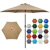 Blissun 7.5 ft Patio Umbrella, Yard Umbrella, Outdoor Market Umbrella with Push Button Tilt Crank (Tan)