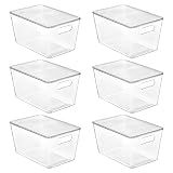 Vtopmart 6 Pack Clear Stackable Storage Bins with Lids and Handles, Large