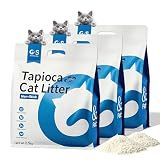 G&S Upgrade Tapioca Cat Litter – Rapid Clumping, 99.9% Dust-Free, PH Health Test Indicator, Automatic Litter Box Friendly, Non-Stick, Odor Control, 5.5lb × 3 Bags