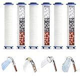 Spray Shower Head Filter with Mineral Beads, High Pressure Handheld Filtered Bead Shower Head Filter for Hard Water, Reduces Dry Itchy Skin & Hair Loss, 4.5in Set of 6 Replacement PP-Cotton Filters