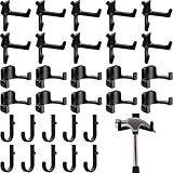 Qiyaz 30 Pcs Storage Shed Tool Hooks Shed Accessories Compatible with Suncast/Craftsman J/U/V Shaped Tool Hanger Shelves Garden Garage Storage Organization Accessories for Hanging Shovel Rake(Black)