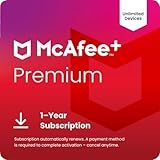 McAfee+ Premium Individual Unlimited Devices anti virus software 2026 for pc| Cybersecurity Software with Antivirus Secure VPN Identity Monitoring Scam Protection|1-Year Subscription with Auto-Renewal