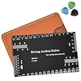 String Action Gauge, Guitar String Height Ruler,Guitar Set Up Luthier Tools with Thick Leather Case for Electric Acoustic Guitar, Bass,Etched Black Edition