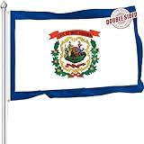 Nuibers West Virginia Flag 3x5 FT Sturdy for Outside, Heavy Duty 3Ply Polyester West Virginia State Flags Outdoor, Double Sided Long Lasting WV State Flag Brass Grommets