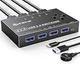 USB 3.0 Switch 4 Computers,Camgeet 4 Port USB Switch Selector Sharing Keyboard Mouse Printer,USB Switcher Compatible with Mac/Windows/Linux,Wired Remote and 4 USB 3.0 Cable Included