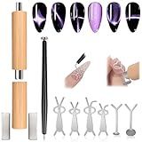 FOWSRHRG 3 in 1 Cat Eye Nail Magnet Set, Detachable Cat Eye Gel Nail Polish Magnet with Steel Ball Magnetic Pen and Nail Magnet Guides, Multifunctinal Cat Eye Magnet for Nail Art DIY at Home