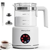 Large Electric Milk Frother and Steamer, 16.9oz/500ml Milk Steamer and Frother for Latte or Hot Chocolate, Dishwasher Safe, BPA Free, 6 Functions, Enjoy Perfect Milk Froth in 2 Min (White-Glass)