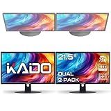 Kado Dual Monitor Setup - 2-Pack 22" 1920x1080 Computer Monitor 75Hz VESA Mount HDMI Office Gaming Hybrid Built-in Speakers (E22 Dual Series)