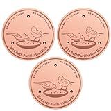 Uni-J 99.99% Pure Copper Bird Bath Purification Disk, Copper Disc inhibiting Algae buildup - Fits All Outdoor Bird Bath Bowls - 3Pcs