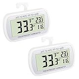 Waterproof Refrigerator Fridge Thermometer, Digital Freezer Room Thermometer, Max/Min Record Function Large LCD Screen and Magnetic Back for Kitchen, Home, Restaurants (2 Pack)