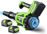 Leaf Blower Cordless - 650CFM Brushless Motor Leaf Blower with 6-Speed Control & Ergonomic Handle - Includes 2 x 5.0Ah Batteries & Fast Charger - Blowers for Lawn Care, Yard, Patio, Leaves, Snow, Dust
