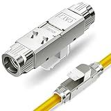 PBAEGAV Ethernet Cable Extender【EC Listed】 Cat7 RJ45 Connector Buckle 2 Pcs Tool-Free Zinc Alloy Shielded Ethernet Termination Plugs for Cat7 up to 23AWG Solid Bulk S/FTP (Model1099)