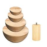 Wooden Pottery Clay Molds Set, Pottery Tools with Handle for Ceramic Top Forms DIY Bowls Plate Dish Slump Press Art Making, Large(8.46'' 7.48'' 6.5'' 5.5'')