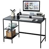 MINOSYS 47-inch Computer Desk with Storage Shelf - Your Ideal Black Gaming Desk for Bedrooms, Small Spaces, and Home Offices. This Modern Writing Desk is Perfectly Suited for PCs.