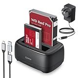 ORICO USB Type C to SATA 2 Bay Hard Drive Docking Station Duplicator/Cloner Function for 2.5 or 3.5 in HDD SSD with 2 in 1 USB C to A/C Cable (DD28C3-C)