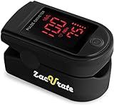 Zacurate Pro Series 500DL Fingertip Pulse Oximeter Blood Oxygen Saturation Monitor with Silicone Cover, Batteries and Lanyard (Royal Black)