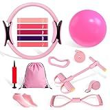 Pilates Kit for Women, 15-Piece Ultimate Pilates Set with Pink Pilates Ring, Ball, Resistance Bands & Essentials - Premium Home Workout Equipment for Full Body Sculpting & Toning, Beginner to Pros