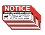Sticky Expressions | (8 Pcs) Notice Vehicle Is Equipped With Audio And Video Recording Devices Consent By Entering Car Sticker - Size 3". Strong Adhesive, Durable, Waterproof Uber Stickers For Drivers