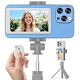 Back Camera Monitor iPhone, Vlog Magnetic Phone Selfie Monitor Screen 4K 60fps Bluetooth Remote, Wireless Screen Mirroring with Remote Control, Compatible with iPhone & Android