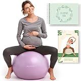 Trideer Pregnancy Yoga Ball – 1.7mm Extra Thick for Labor & Maternity, 440LB Anti-Burst, Non-Slip Stability – Includes Exercise Guide & Baby Memory Book
