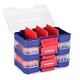 WORKPRO Small Parts Organizer 3 Pieces, Portable Stackable Hardware Storage Case with Removable Dividers, Clear Lid Tool Box Organizer for Screws, Bolts, Nails, Craft Supplies and Small Accessories