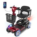 15/30 Miles 4 Wheels Mobility Scooter for Adults&Seniors Up to 300LBS, 350W Electric Wheelchair Device w/Extended Battery, Bright Taillights,Dual Baskets, Rotating Seat, USB Charging