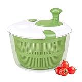 Large Salad Spinner with Lid, 5 Qt Capacity, Manual Vegetable Dryer with Double-Lock Handle, Quick and Easy Multi-Use Lettuce Spinner, Vegetable Dryer, Fruit Washer