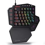 Redragon K585 DITI Wired One-Handed RGB Mechanical Gaming Keyboard, 42 Keys Type-C Professional Gaming Keypad w/Upgraded Hot-Swappable Socket, 7 Onboard Macro Keys & Detachable Wrist Rest