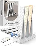 EZVALO 6-Pack Under Cabinet Lighting with Charging Station, 2000mAh Rechargeable Wireless Motion Sensor Lights, 3 Color Temps, Dimmable, Timer, Magnetic, with Remote Control for Kitchen, Closet, Stair