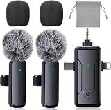 PGDLOF 3 in 1 Wireless Mini Microphone for iPhone Android Phone Camera: Lavalier Lapel Mic for Video Recording - Noise Cancelling Clip on Shirt Microphones for Tiktok YouTube Podcast Vlogging