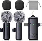 PGDLOF Wireless Mini Microphone for iPhone Android Phone Camera: 3 in 1 Lavalier Lapel Mic for Video Recording - Noise Cancelling Clip on Shirt Microphones for Tiktok YouTube Podcast Vlogging