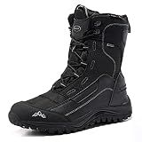 ROCKMARK Men's Winter Snow Boots, Mid-Calf Waterproof Insulated Snow Boots for Men, Warm Fur-Lined Non-Slip Winter Boots for Hiking, Ice Fishing & Outdoor Work (10, Black)