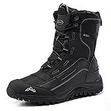 ROCKMARK Men's Winter Snow Boots, Mid-Calf Waterproof Insulated Snow Boots for Men, Warm Fur-Lined Non-Slip Winter Boots for Hiking, Ice Fishing & Outdoor Work (10, Black)