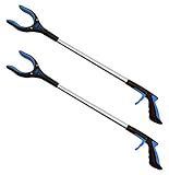 RMS 2-Pack 32 Inch Extra Long Grabber Reacher with Rotating Jaw - Mobility Aid Reaching Assist Tool (Blue)