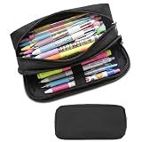 Della Gao Large Pencil Case, Big Capacity Pencil Pouch with 2 Compartments, Office Pencil Bag with Zipper, Big Pen Case for Adults (01-Black)