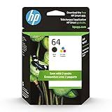 HP 64 Black & Tri-Color Ink Cartridges Printers (Combo Pack) | Works with Printer Series: Inspire 7950e; Envy Photo 6200, 7100, 7800; Tango | Eligible for Instant Ink | X4D92AN