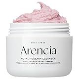 Arencia Rosehip Brightening Rice Mochi Face Cleanser & Daily Scrub - Moisturizing, Exfoliating & Deep-Cleansing - All Skin Types with Rice Powder & Rice Water (1.76oz)