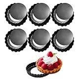 6 Pack Mini Tart Pans 4 Inch with Removable Bottom Round Non-stick Deep Quiche Pan, Heavy Duty Fluted Side for Pies, Egg Tart Molds for Baking, Mousse Cakes, Fruit and Desserts (4 Inch 6pcs)