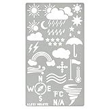 Aleks Melnyk No.14 Metal Journal Stencil, Weather Forecast, Rain Drop, Umbrella, Stainless Steel Stencil 1 PCS, Template Craft Wood Burning, Patterns, Pyrography, Engraving, Symbols, Bullet Journaling