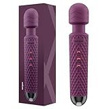 bed geek Handheld Cordless Personal Wand Massager – Waterproof, USB Rechargeable, 20 Vibration Patterns, 8 Speeds, Memory Feature, Skin-Soft Silicone for Ultimate Relaxation Tool (Purple)