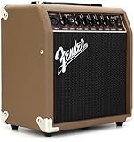 Fender Acoustasonic Guitar Amp for Acoustic Guitar, 15 Watts, with 2-Year Warranty 6 Inch Speaker, Dual Front-Panel inputs, 11.5Hx11.19Wx7.13D Inches, Tan